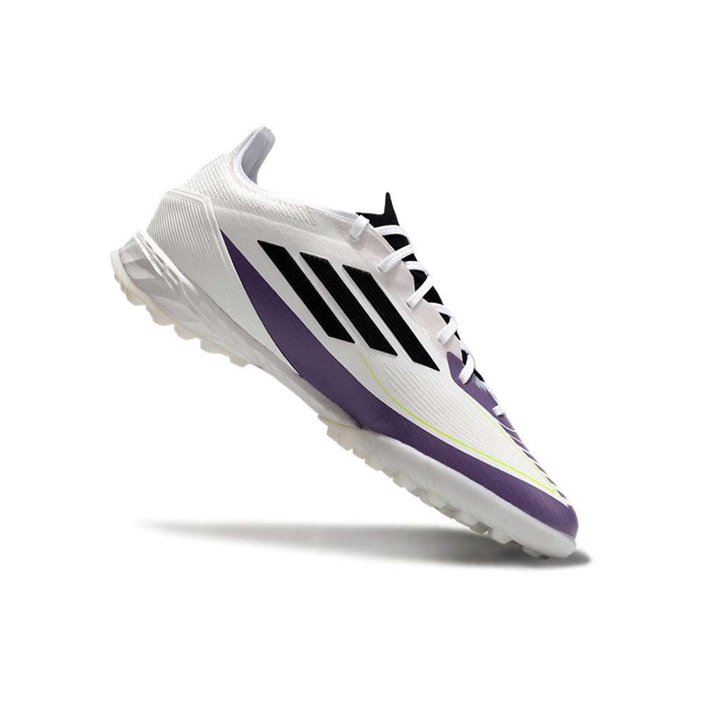 Chuteira Society Adidas F50 TF Branca, Roxa e Preta 