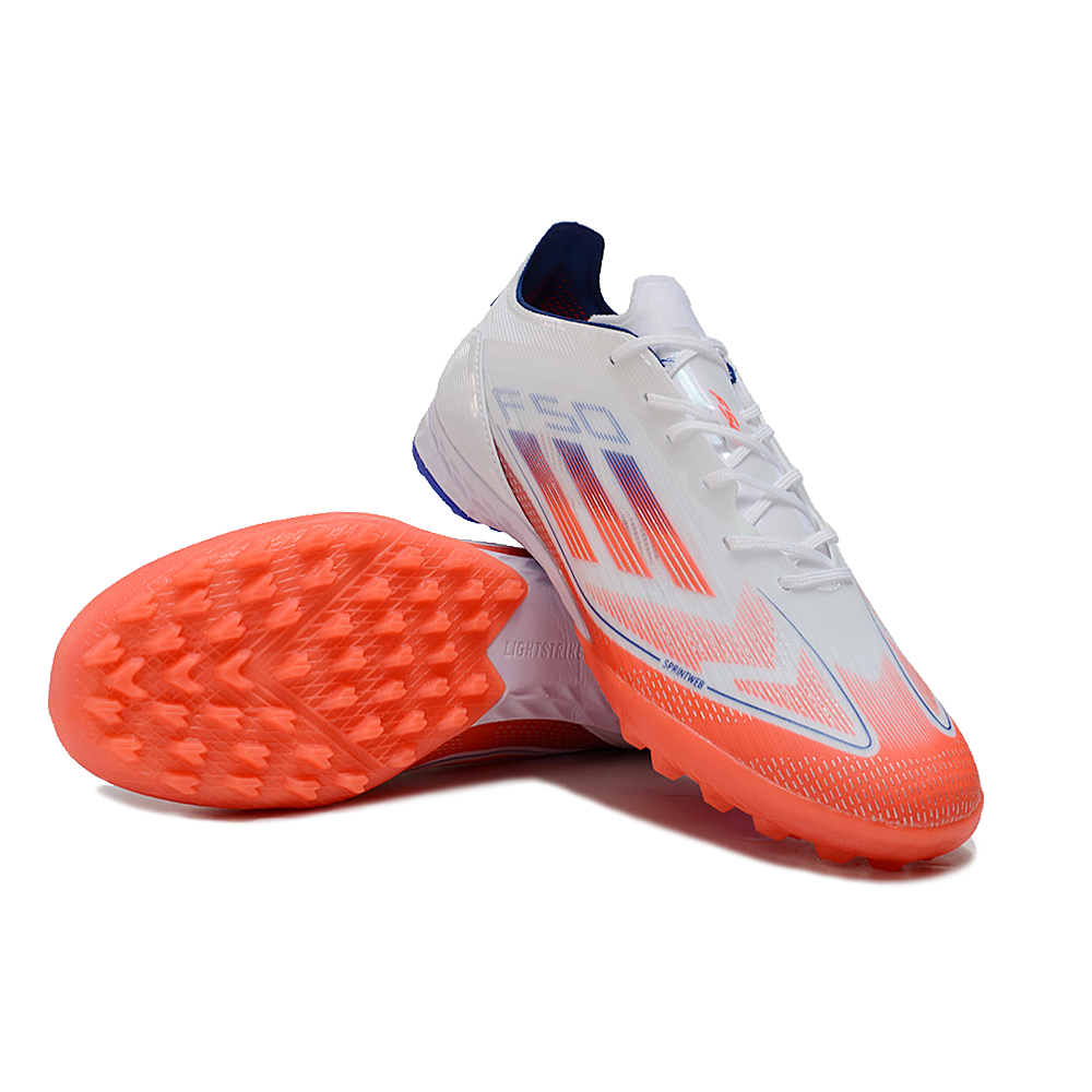 Chuteira Society Adidas F50 TF Branca, Vermelha e Azul 