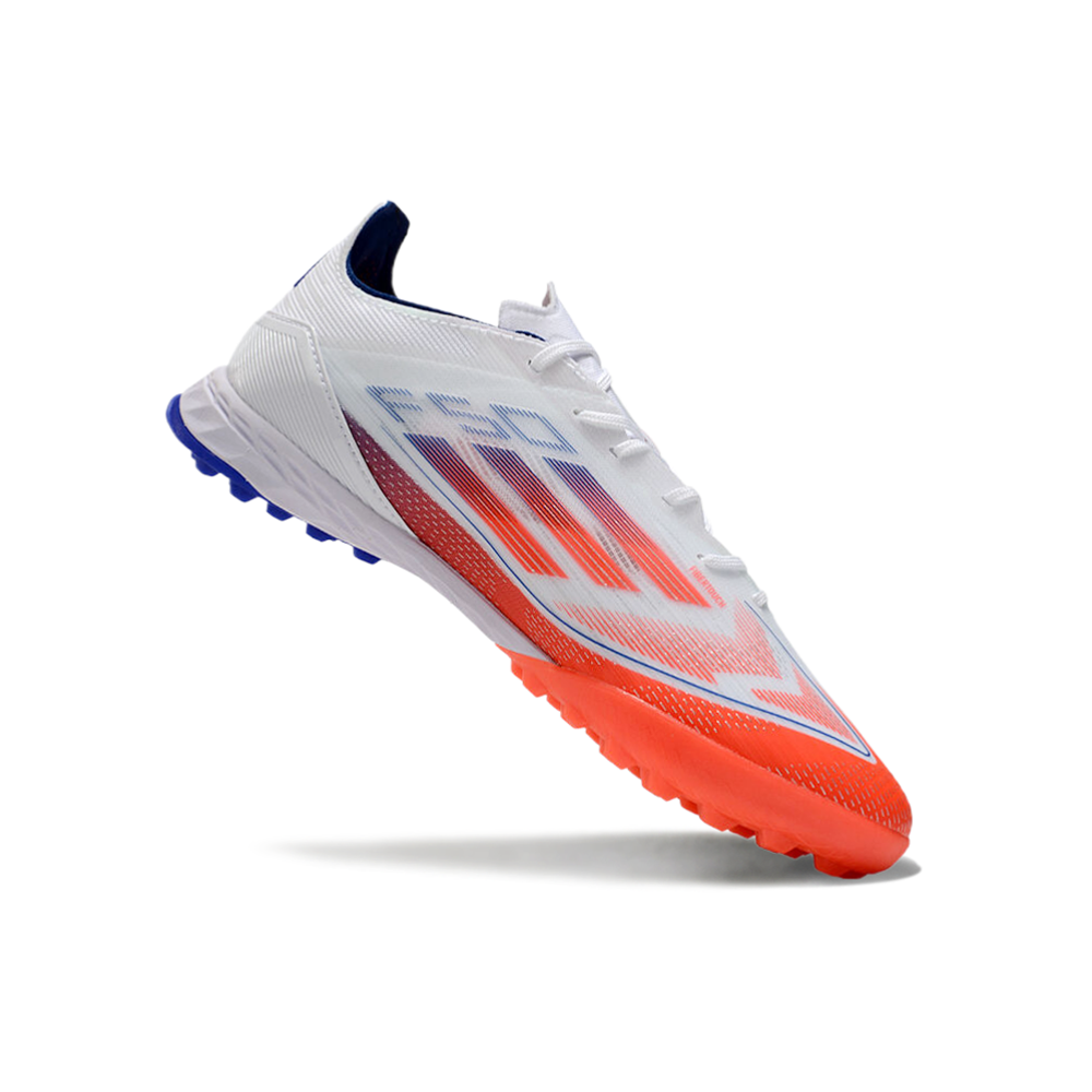 Chuteira Society Adidas F50 TF Branca, Vermelha e Azul 
