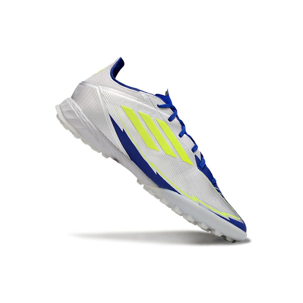 Chuteira Society Adidas F50 TF Prata, Azul e Verde