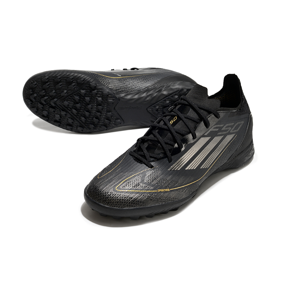 Chuteira Society Adidas F50 TF Preta e Dourada 
