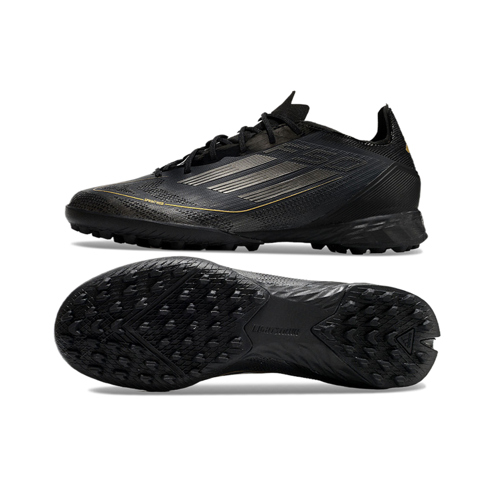 Chuteira Society Adidas F50 TF Preta e Dourada 