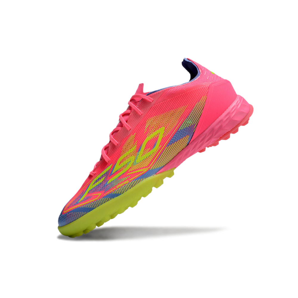 Chuteira Society Adidas F50 TF Rosa, Verde e Azul
