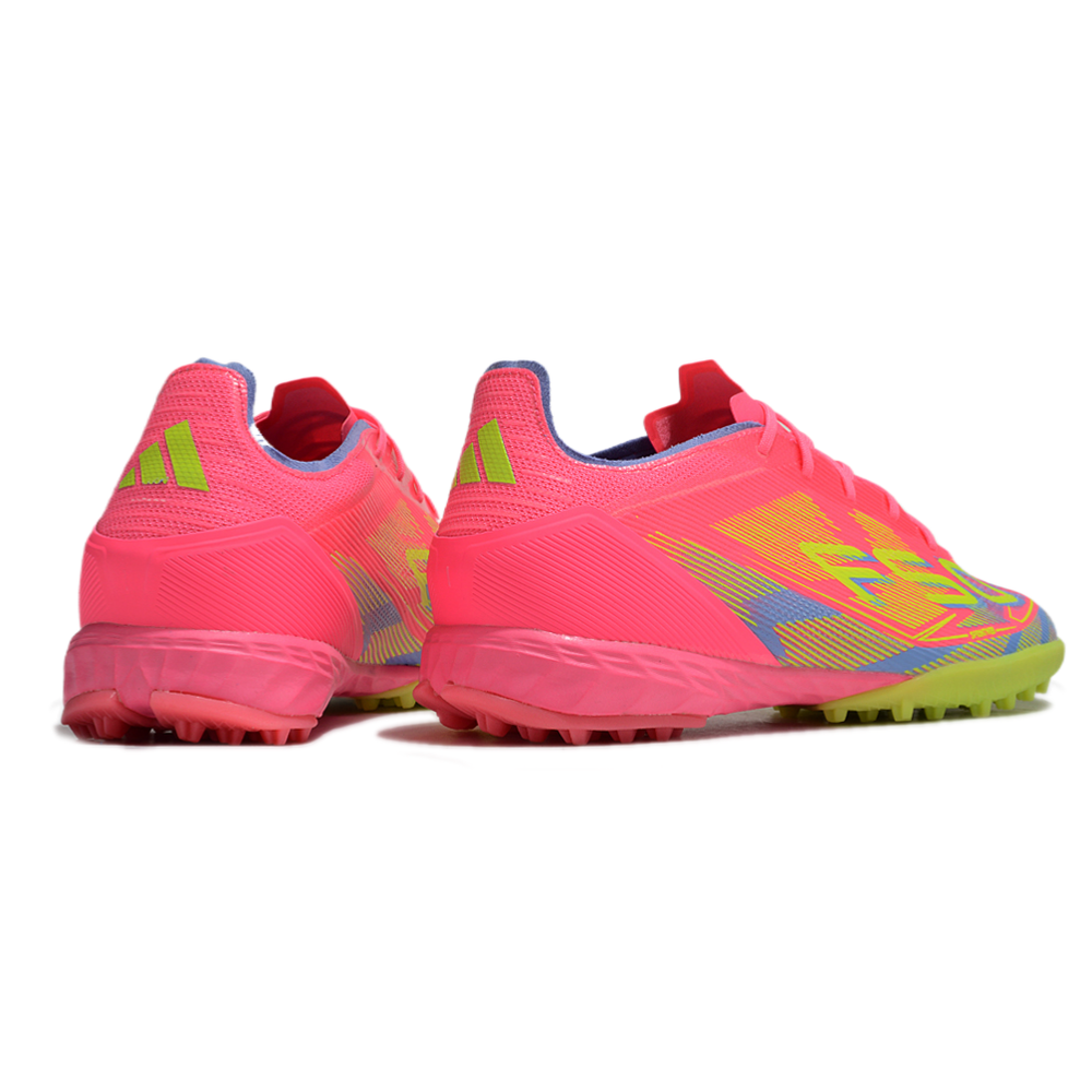 Chuteira Society Adidas F50 TF Rosa, Verde e Azul