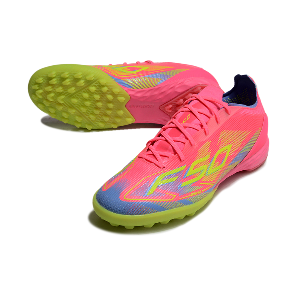 Chuteira Society Adidas F50 TF Rosa, Verde e Azul