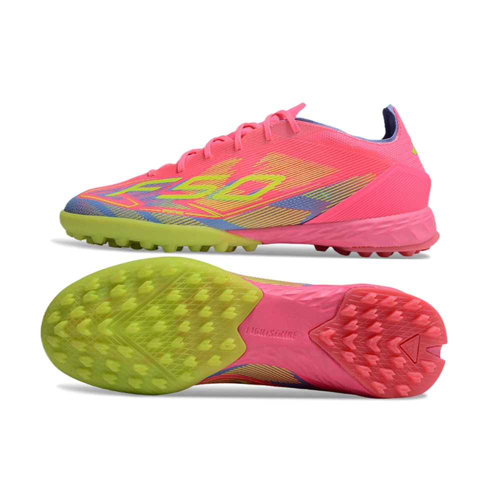Chuteira Society Adidas F50 TF Rosa, Verde e Azul