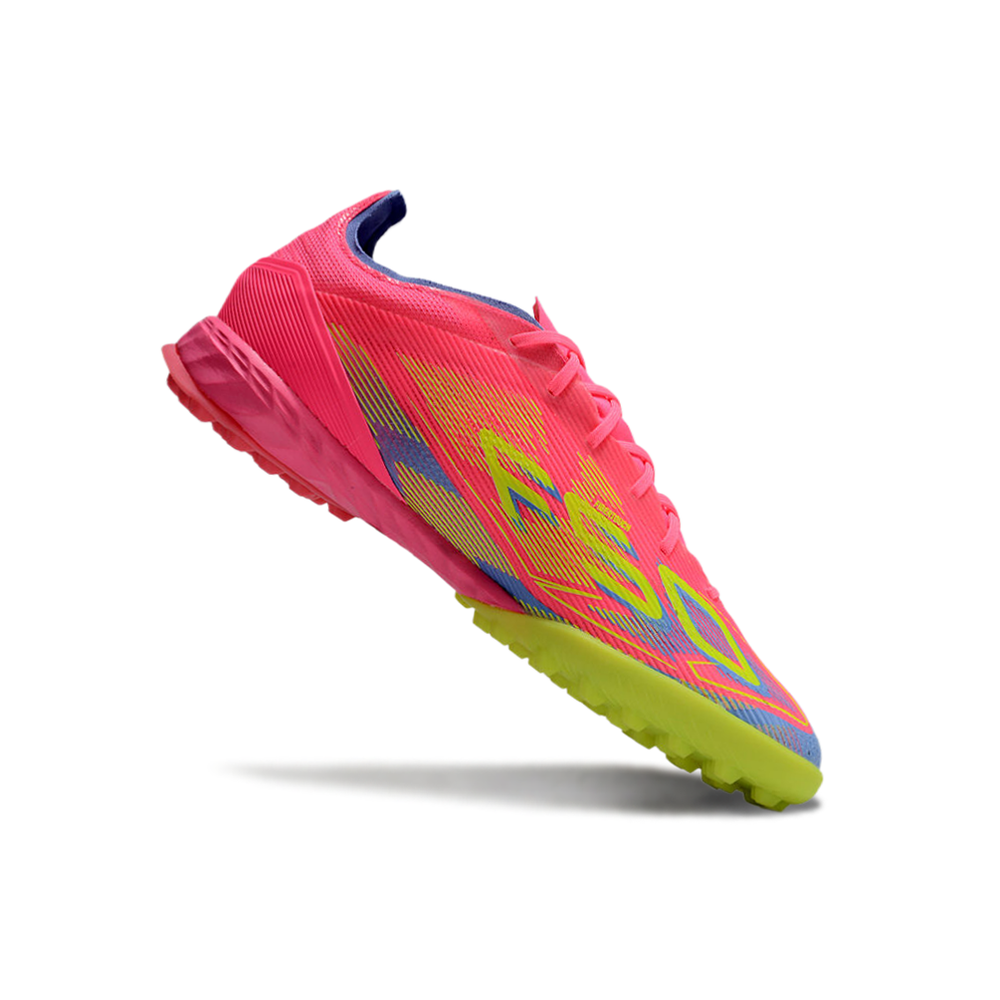 Chuteira Society Adidas F50 TF Rosa, Verde e Azul