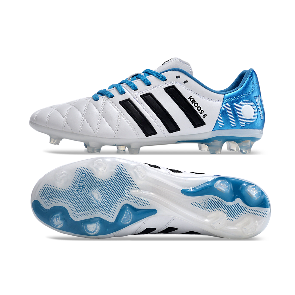 Chuteira Campo Adidas AdiPure 11 Pro FG Branca e Azul 