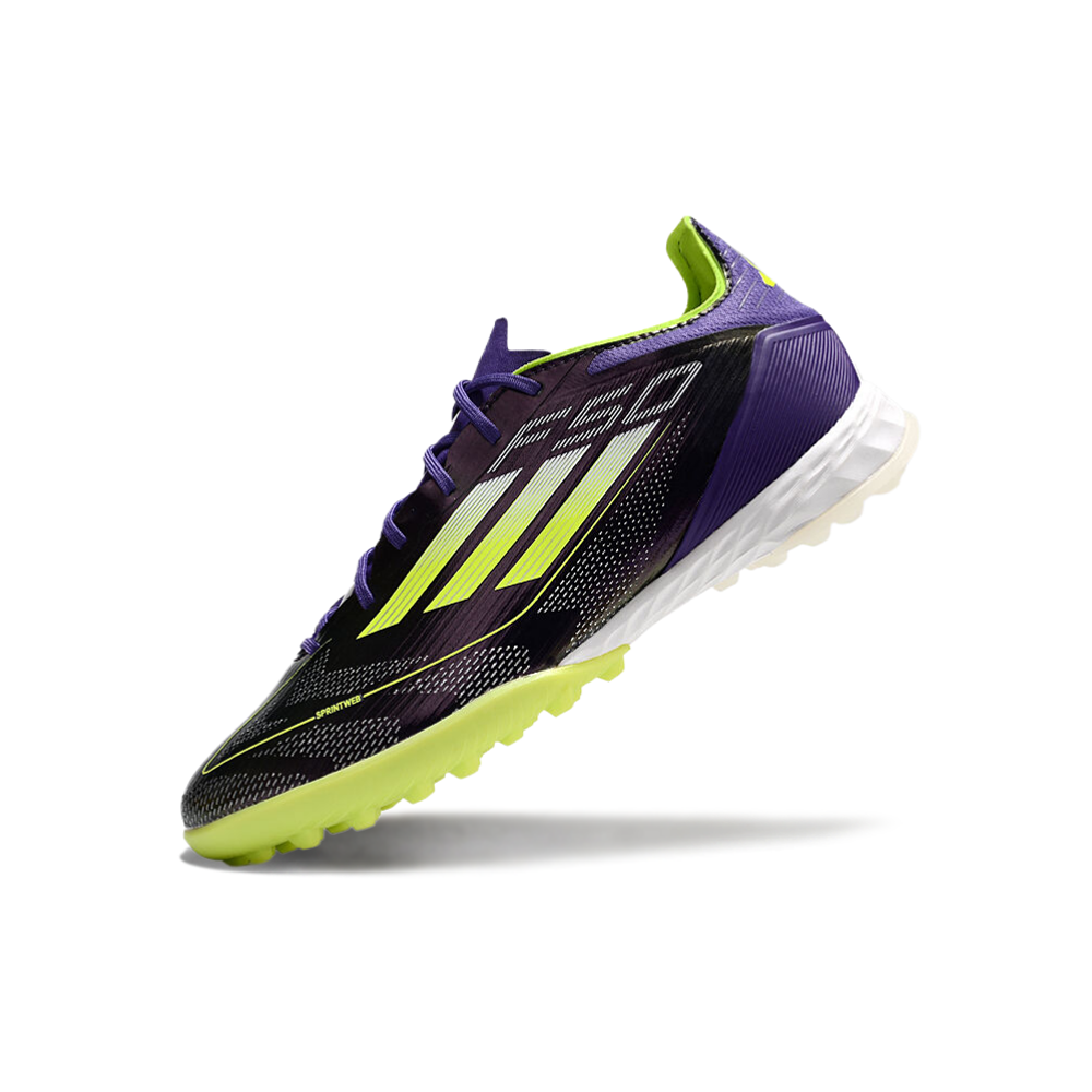 Chuteira Society Adidas F50 TF Roxa e Verde 