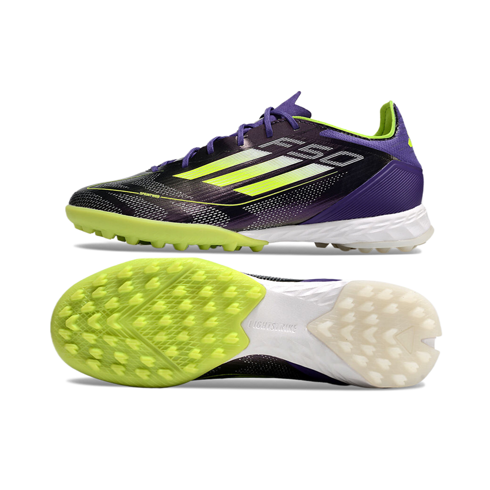 Chuteira Society Adidas F50 TF Roxa e Verde 