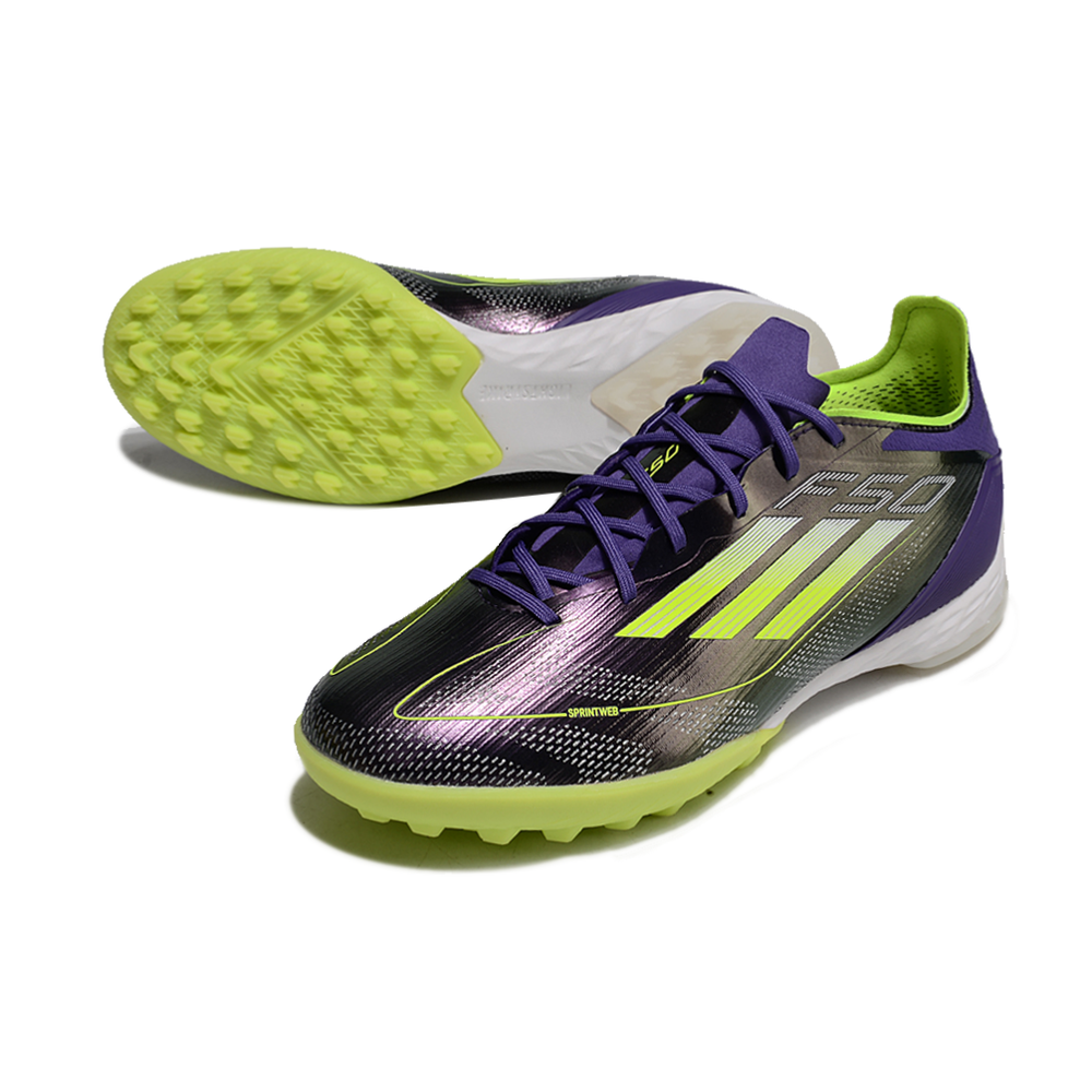 Chuteira Society Adidas F50 TF Roxa e Verde 
