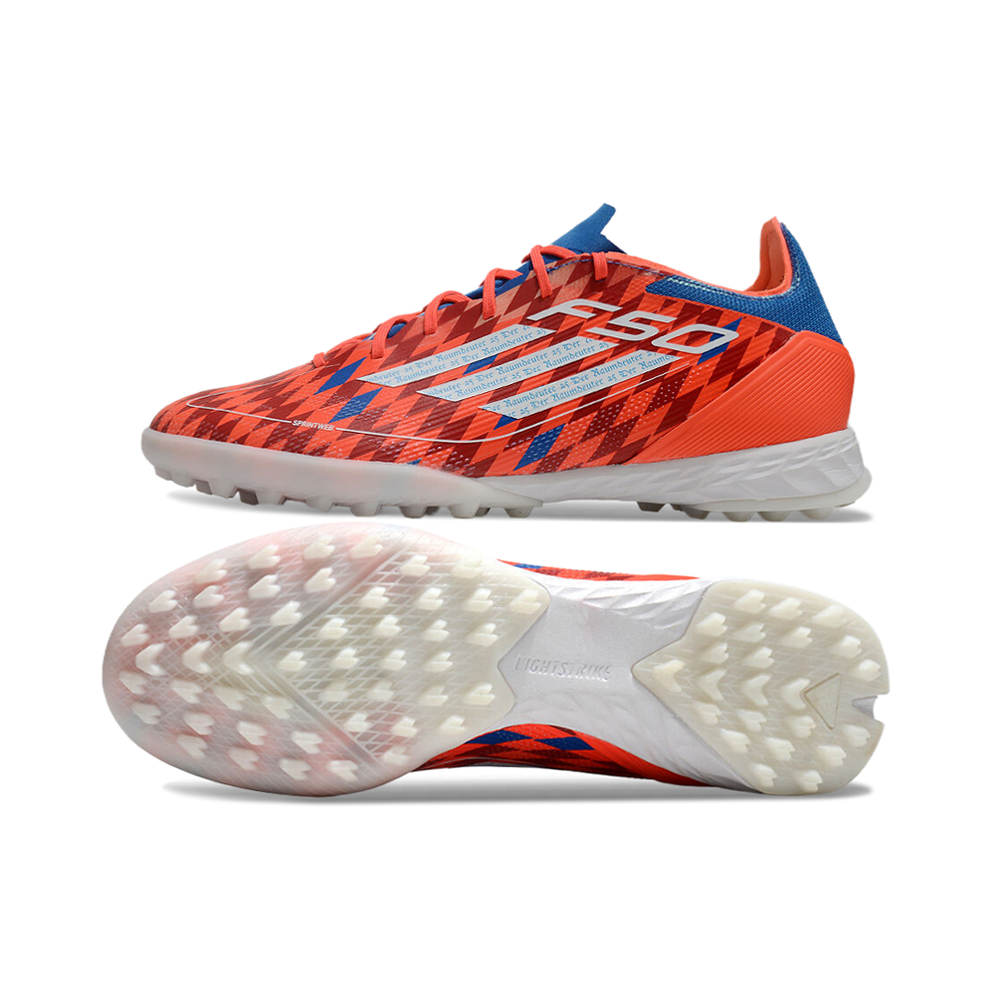 Chuteira Society Adidas F50 TF Vermelha e Azul