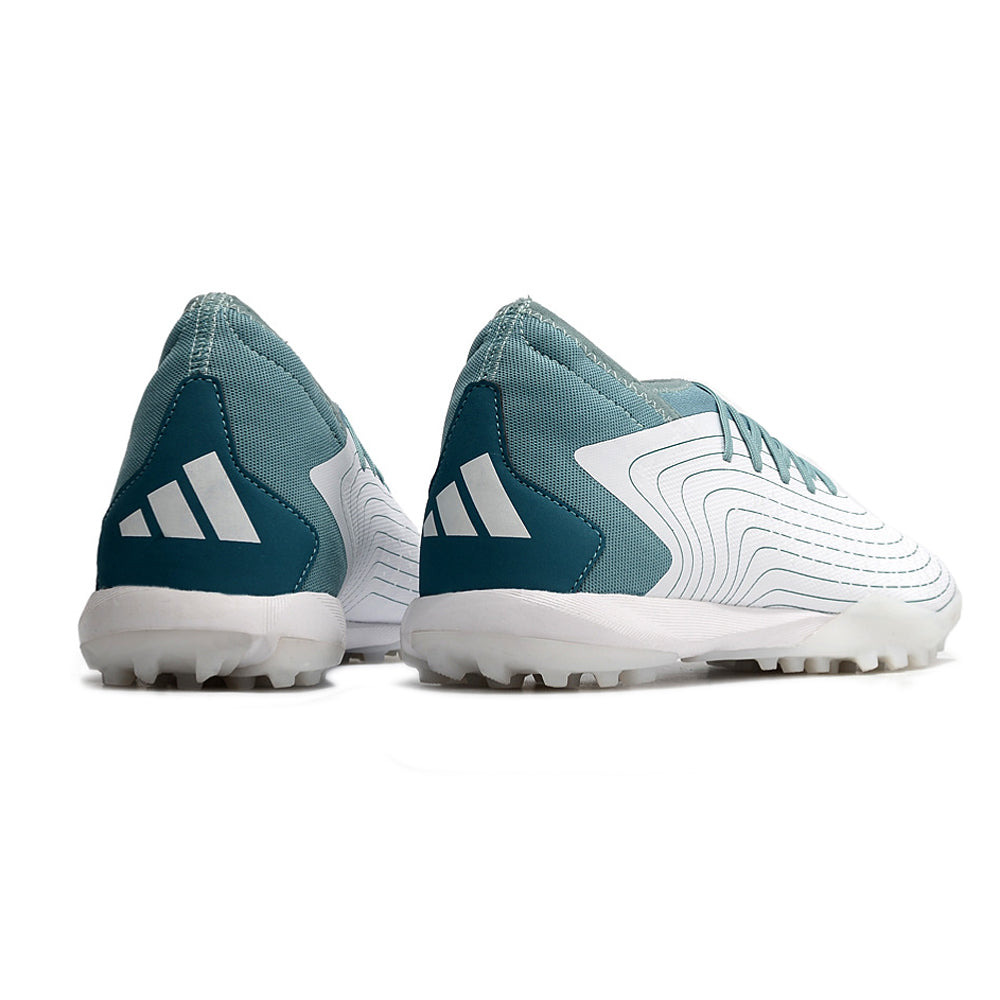 Chuteira Society Adidas Predator Accuracy.1 TF Branca e Azul 