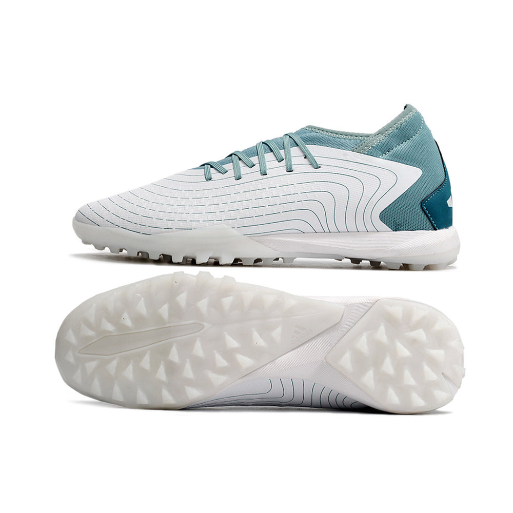 Chuteira Society Adidas Predator Accuracy.1 TF Branca e Azul 