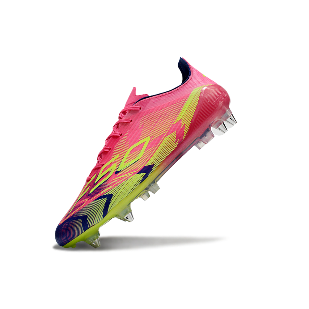 Chuteira Campo Adidas F50 Ponta de Aluminio Rosa, Azul e Verde