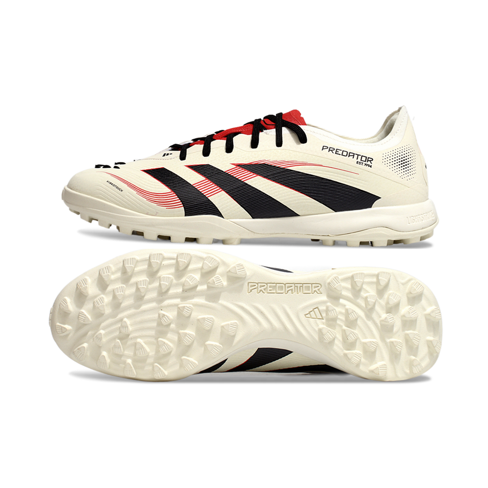 Chuteira Society Adidas Predator Elite TF Bege, Vermelha e Preta