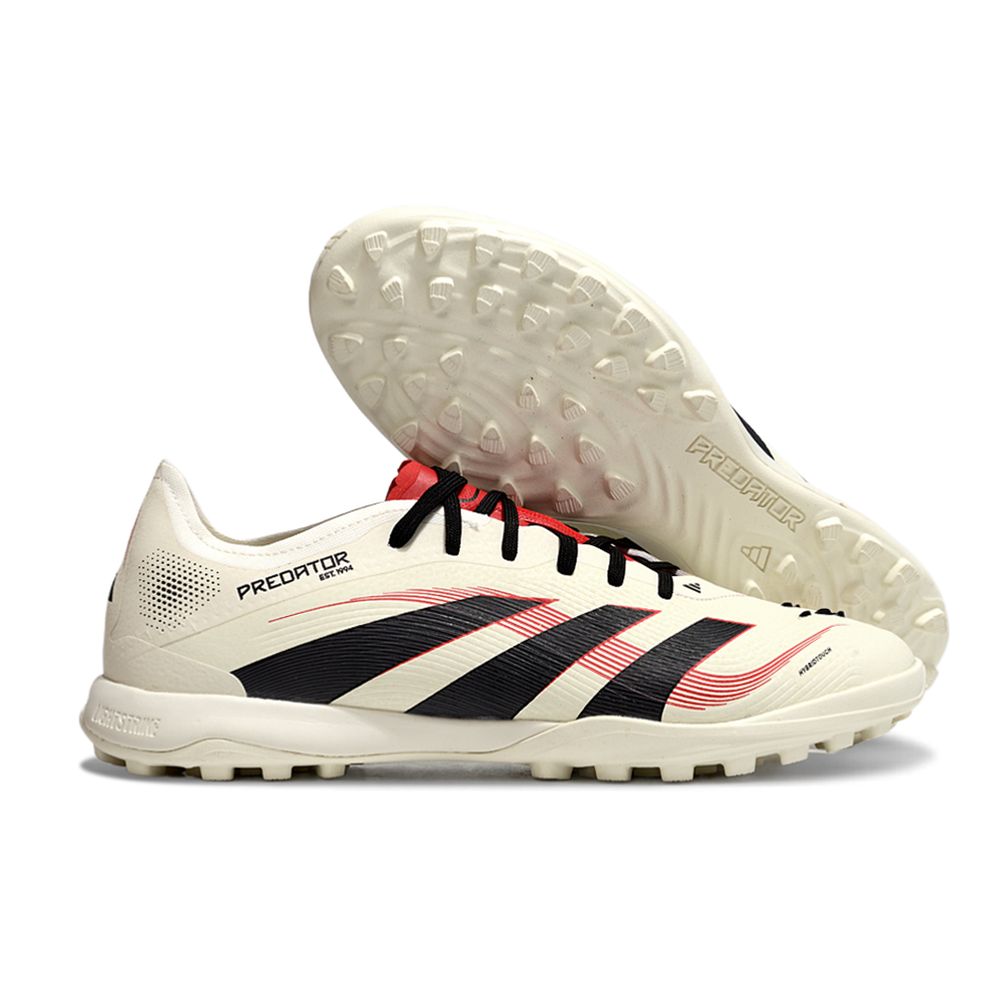 Chuteira Society Adidas Predator Elite TF Bege, Vermelha e Preta