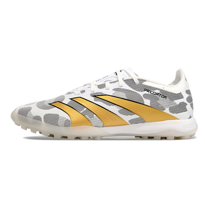 Chuteira Society Adidas Predator Elite TF Branca, Cinza e Dourada