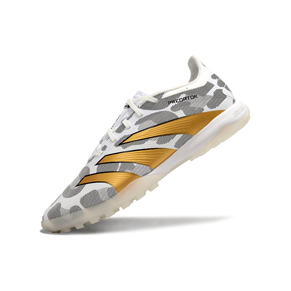 Chuteira Society Adidas Predator Elite TF Branca, Cinza e Dourada