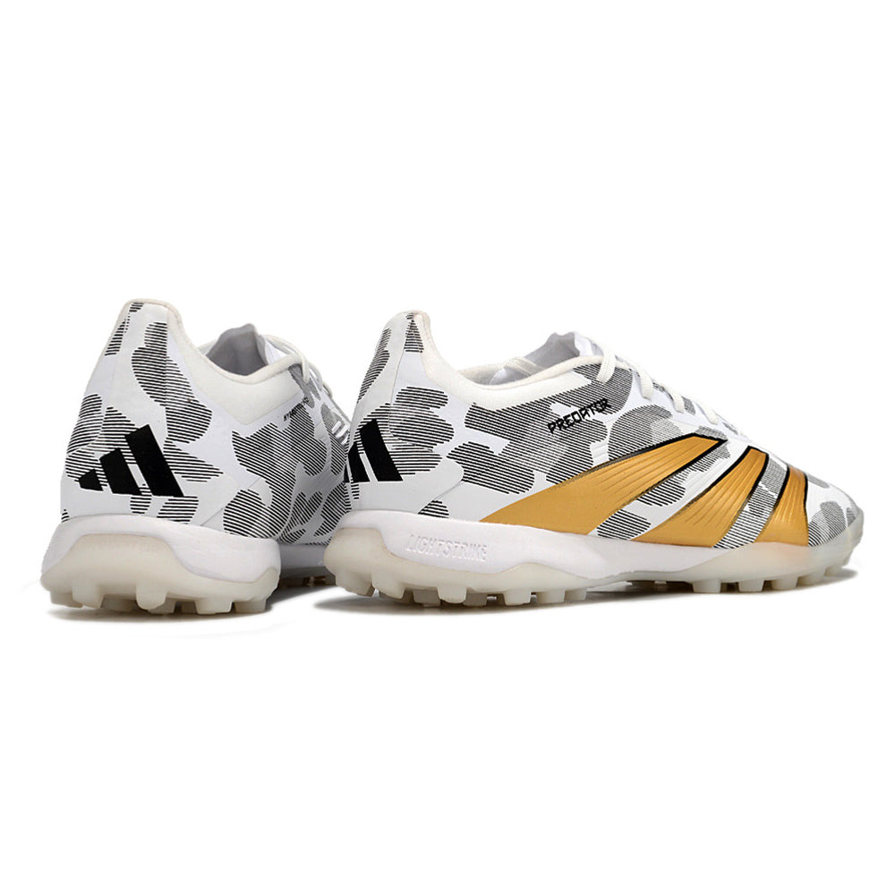 Chuteira Society Adidas Predator Elite TF Branca, Cinza e Dourada