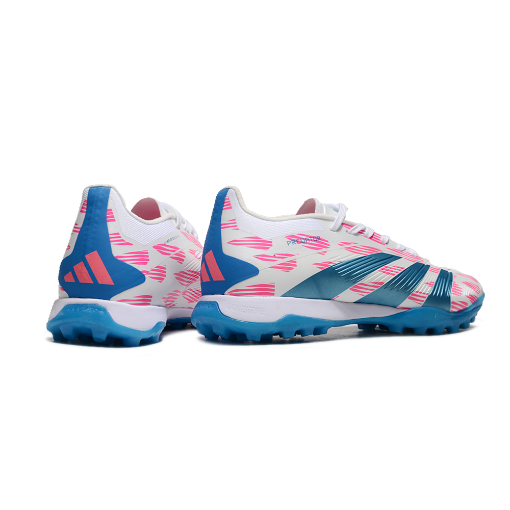 Chuteira Society Adidas Predator Elite TF Branca, Rosa e Azul 