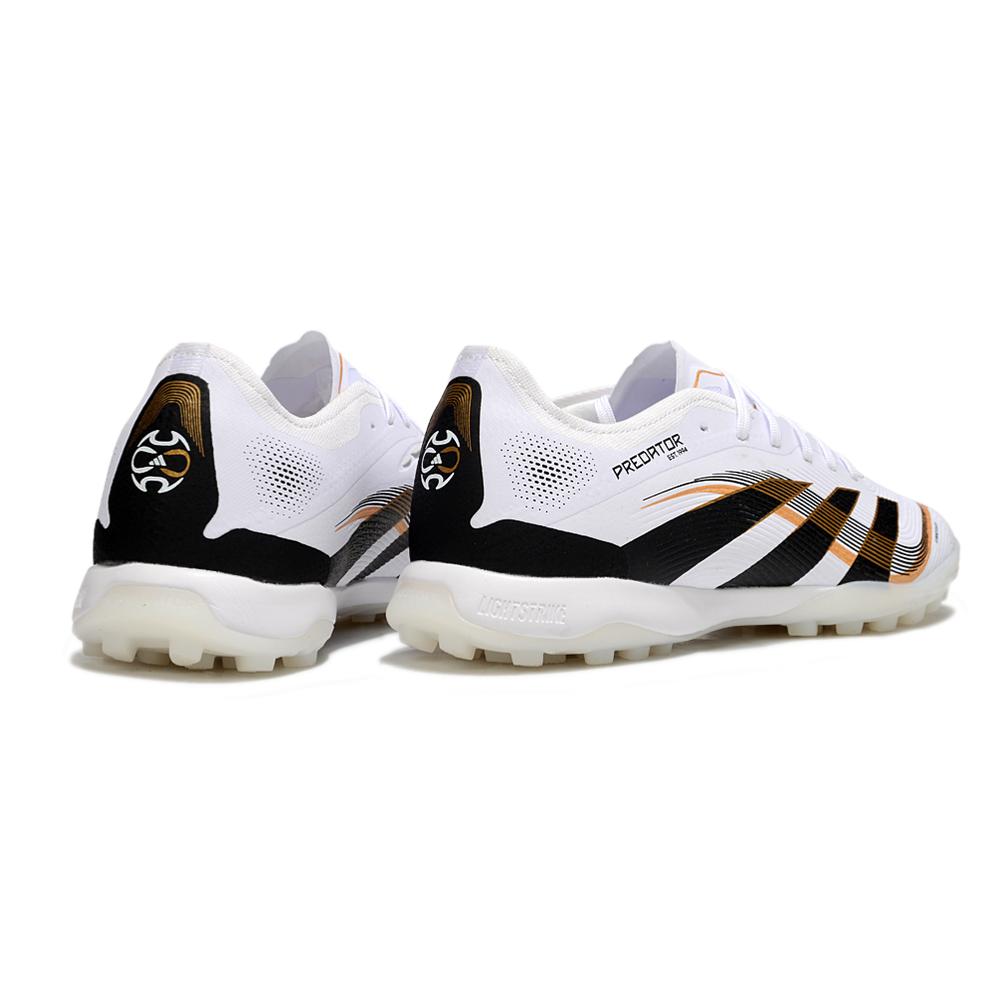 Chuteira Society Adidas Predator Elite TF Branco, Preto e Dourado 