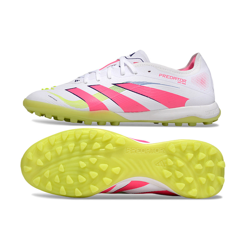 Chuteira Society Adidas Predator Elite TF Branco, Rosa e Verde 