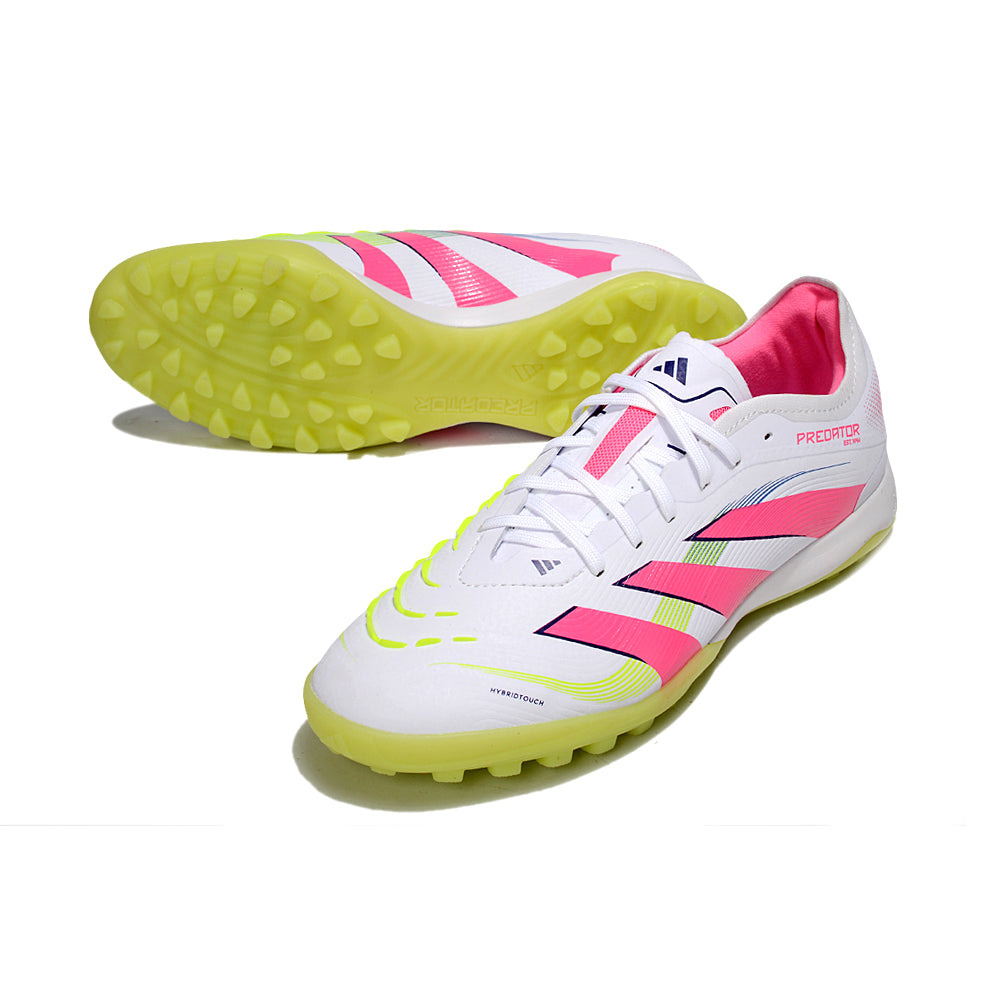 Chuteira Society Adidas Predator Elite TF Branco, Rosa e Verde 