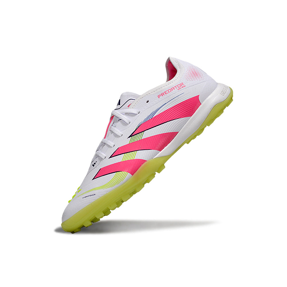 Chuteira Society Adidas Predator Elite TF Branco, Rosa e Verde 