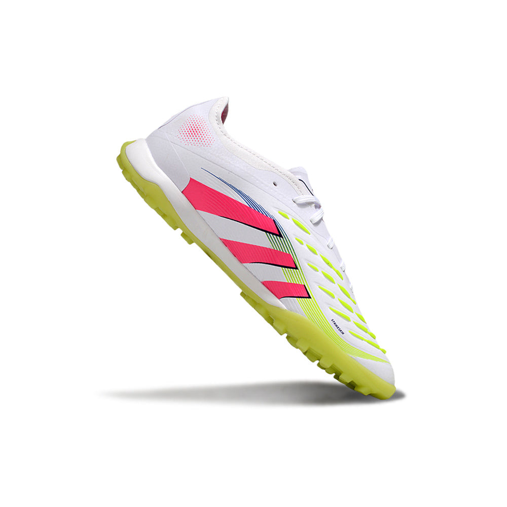 Chuteira Society Adidas Predator Elite TF Branco, Rosa e Verde 