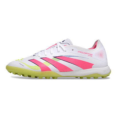 Chuteira Society Adidas Predator Elite TF Branco, Rosa e Verde 