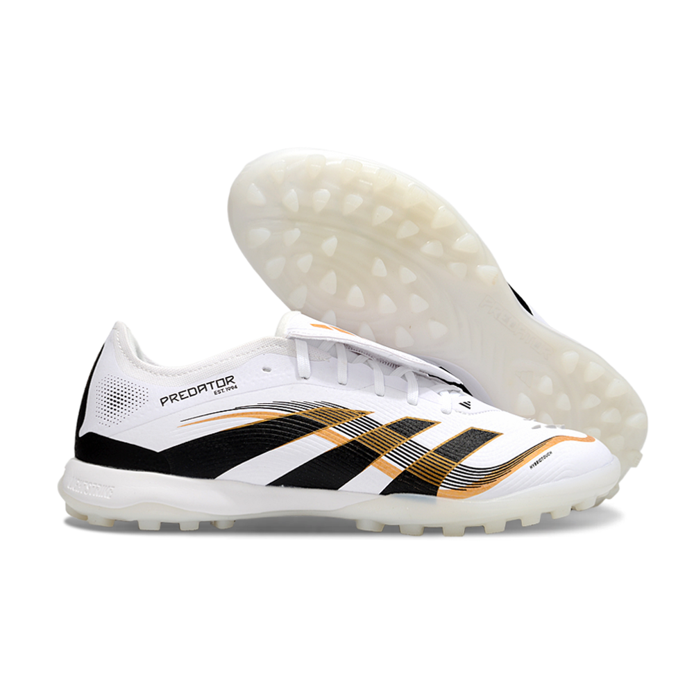 Chuteira Society Adidas Predator League Elite TF Branco, Preto e Dourado 