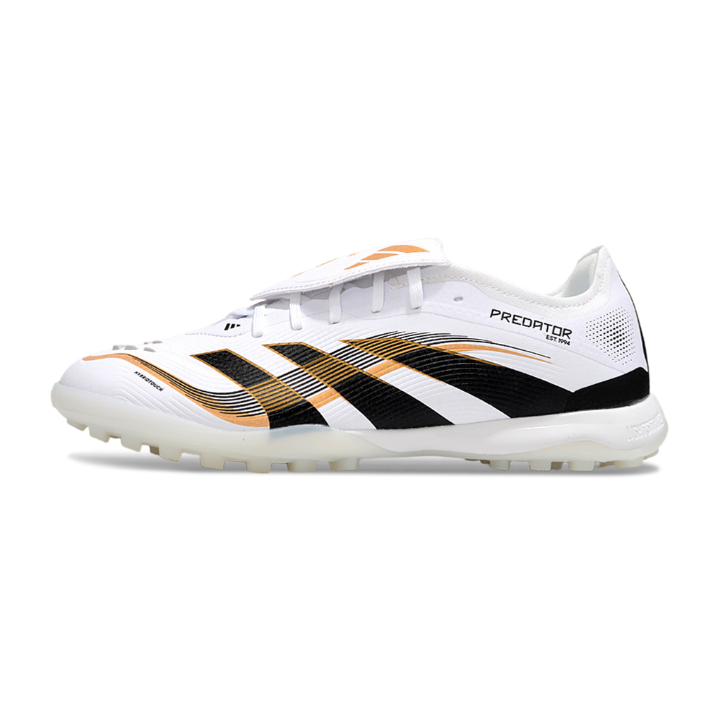 Chuteira Society Adidas Predator League Elite TF Branco, Preto e Dourado 