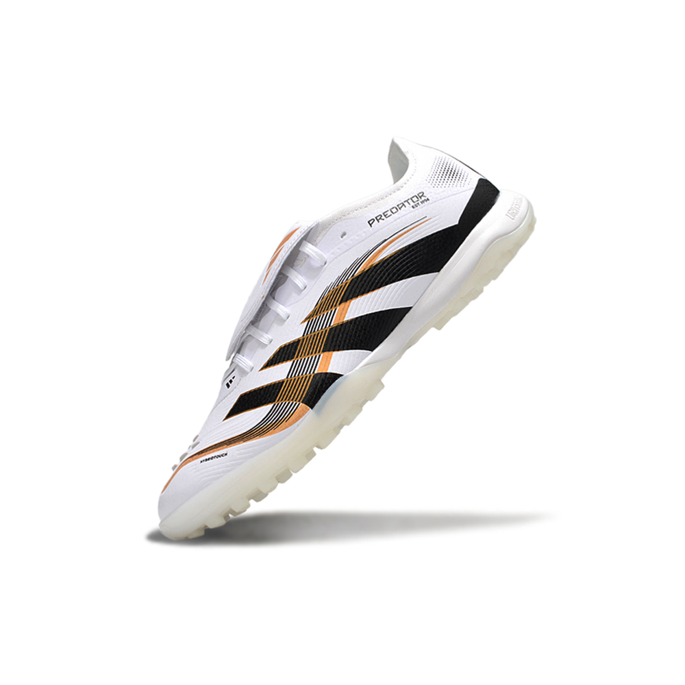 Chuteira Society Adidas Predator League Elite TF Branco, Preto e Dourado 