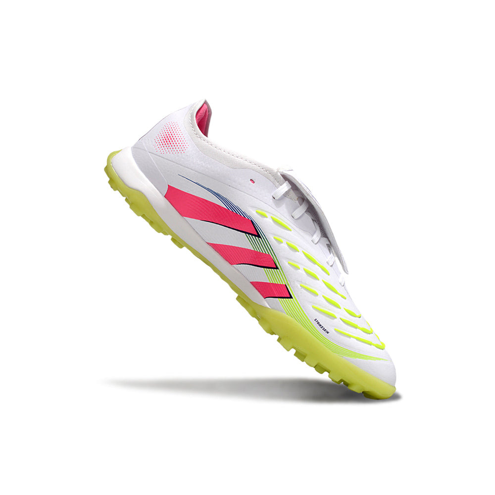Chuteira Society Adidas Predator League Elite TF Branco, Rosa e Verde 