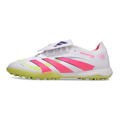 Chuteira Society Adidas Predator League Elite TF Branco, Rosa e Verde 