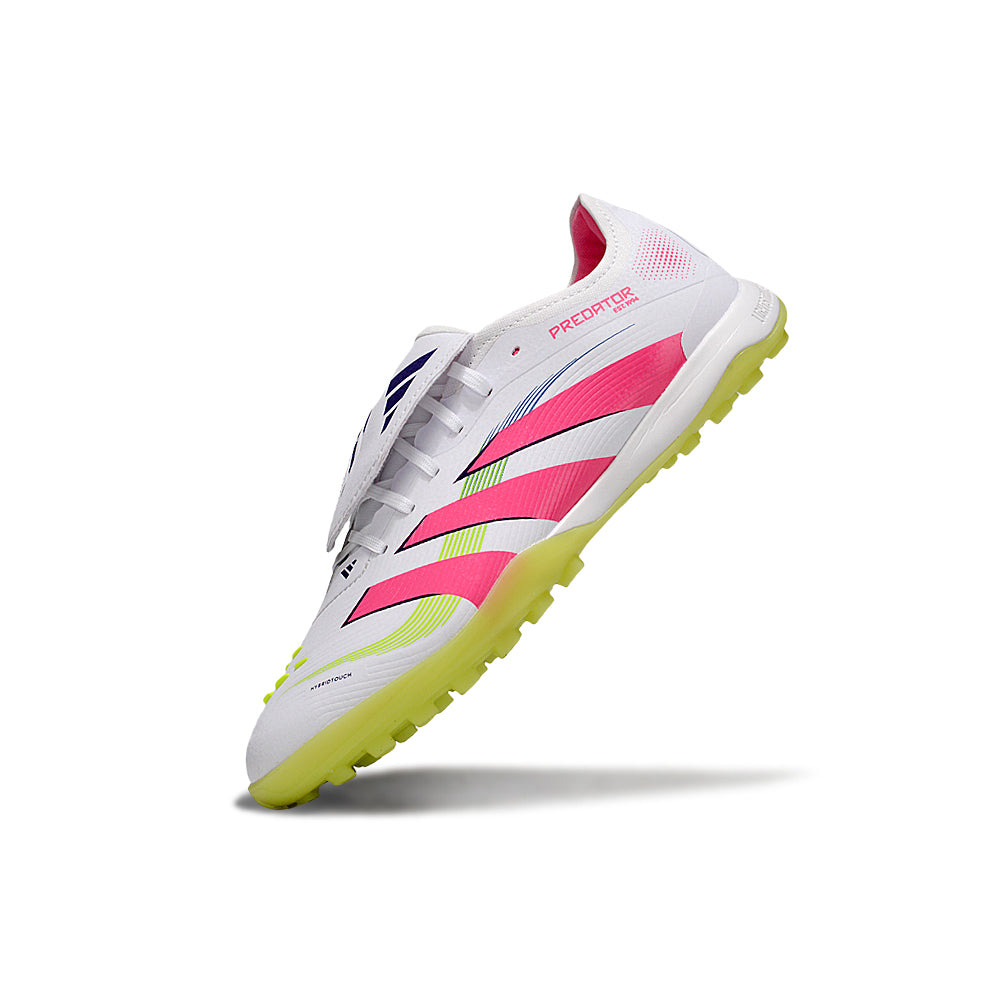 Chuteira Society Adidas Predator League Elite TF Branco, Rosa e Verde 