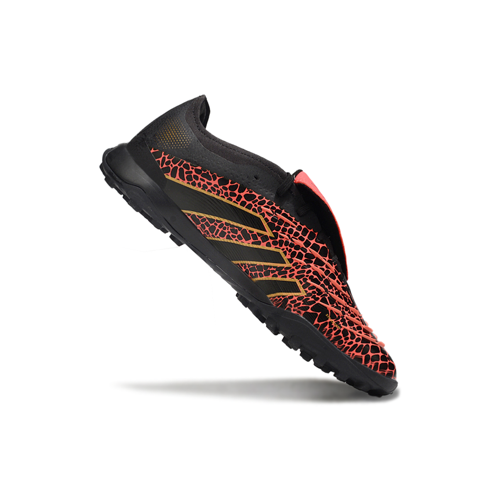 Chuteira Society Adidas Predator League Elite TF Preta, Vermelha e Dourada