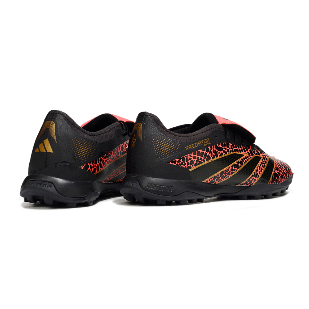 Chuteira Society Adidas Predator League Elite TF Preta, Vermelha e Dourada