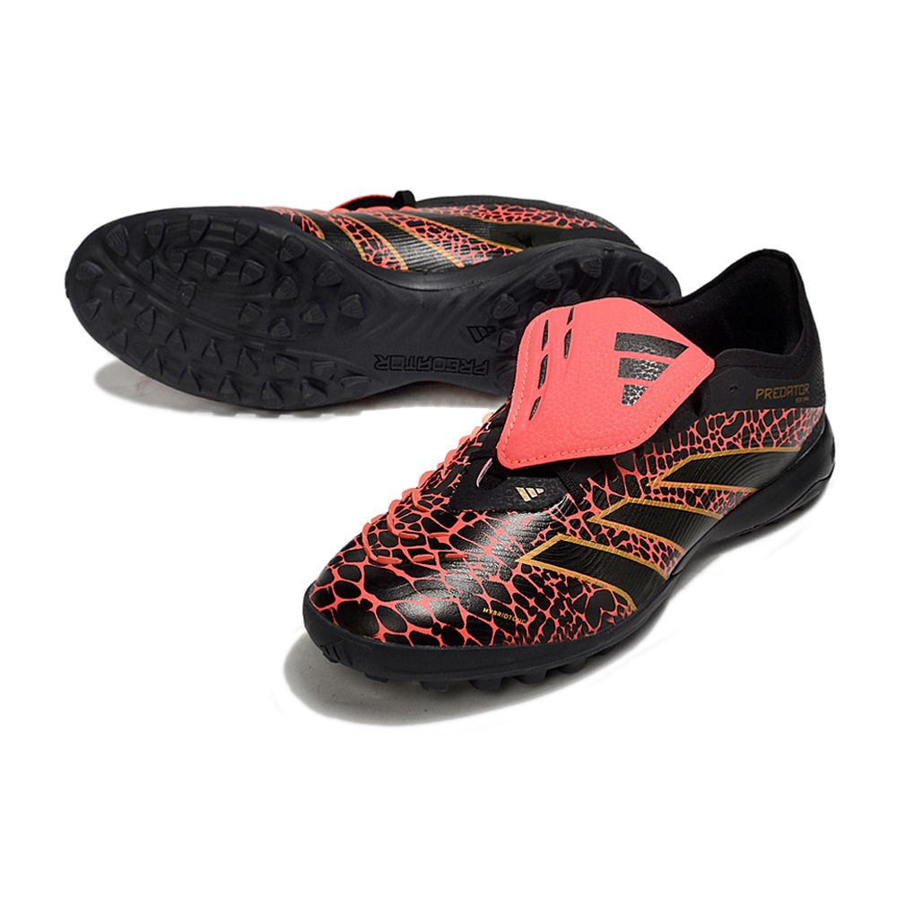 Chuteira Society Adidas Predator League Elite TF Preta, Vermelha e Dourada