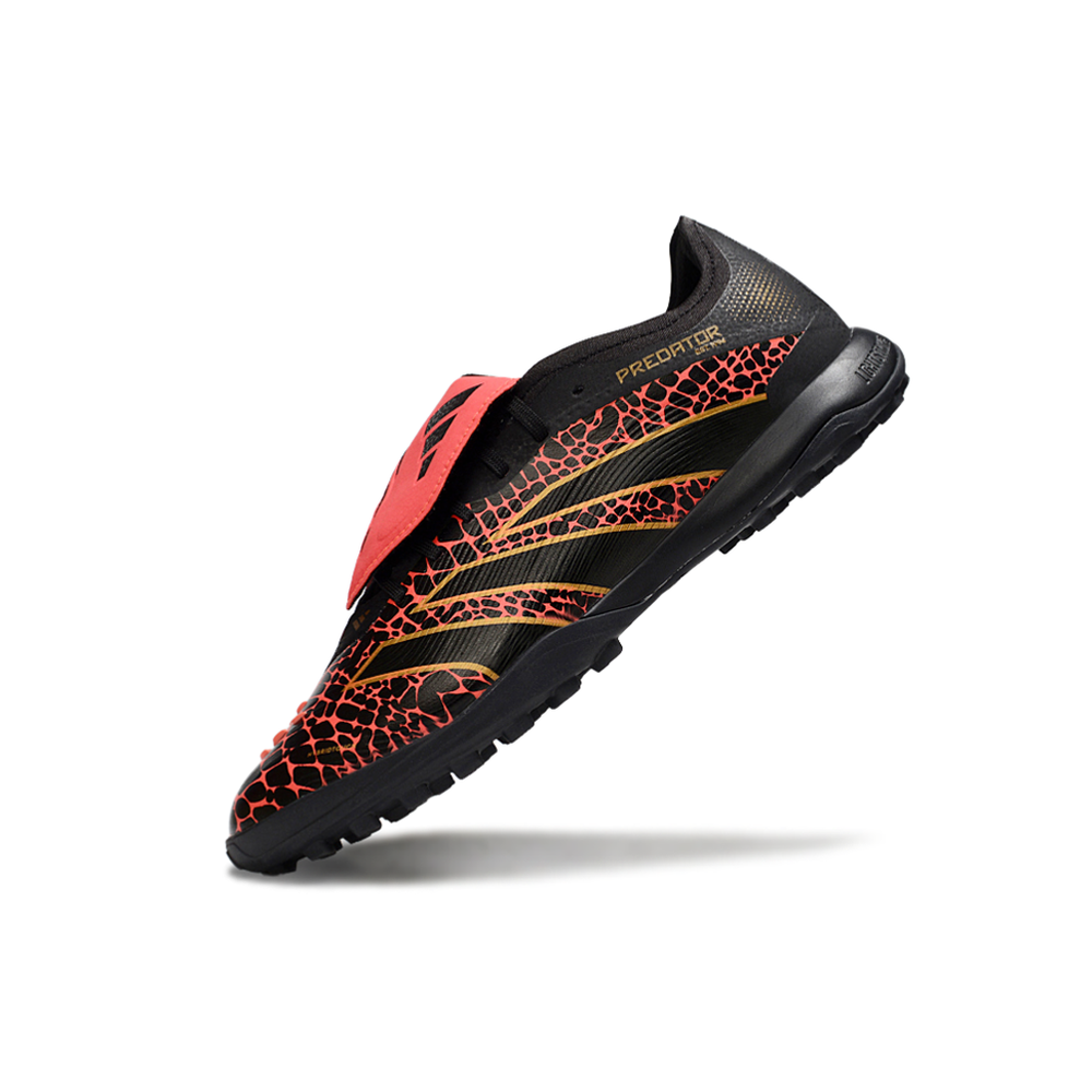Chuteira Society Adidas Predator League Elite TF Preta, Vermelha e Dourada