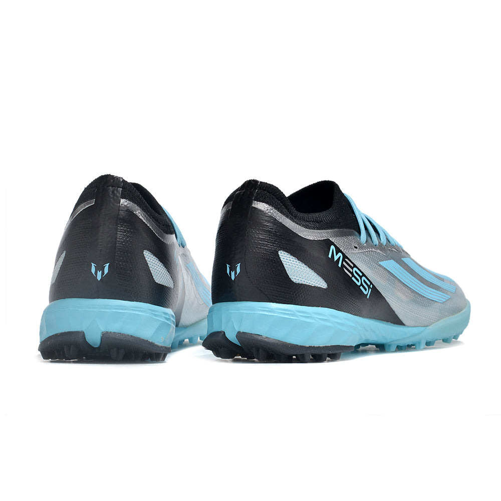 Chuteira Society Adidas X Crazyfast Messi.1 TF Prata e Azul 