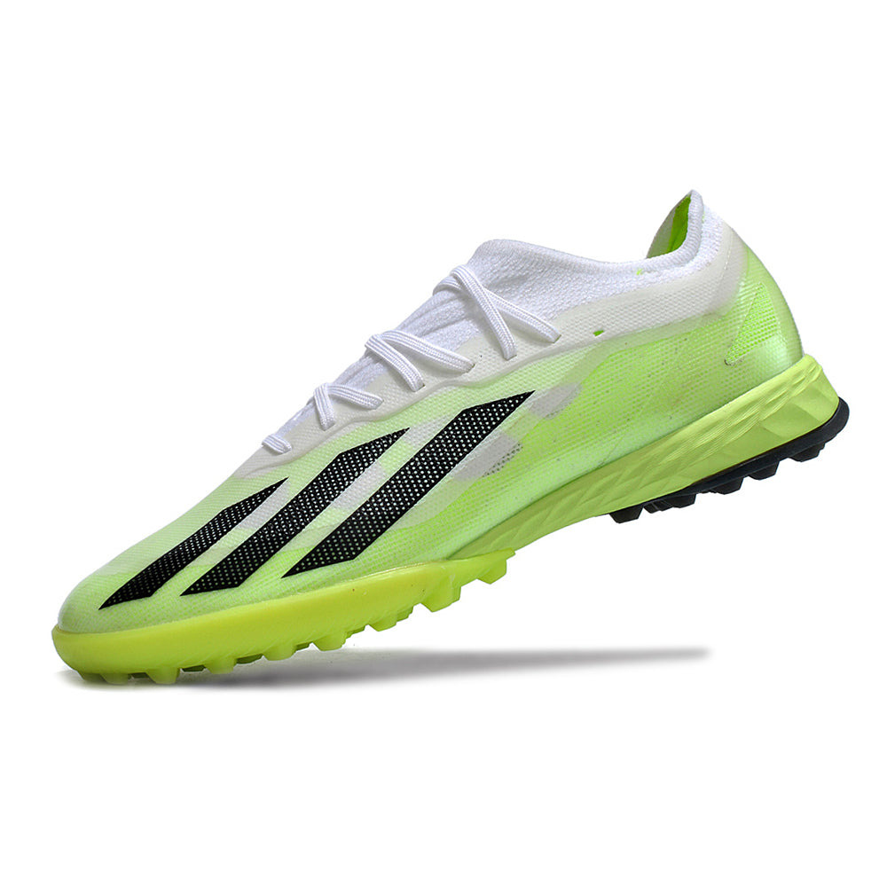 Chuteira Society Adidas X Crazyfast.1 TF Branca e Verde 