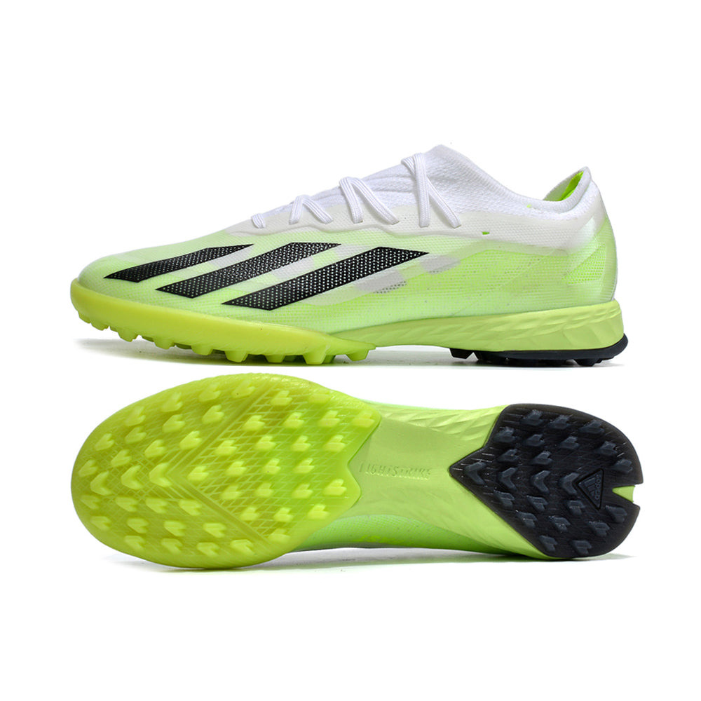 Chuteira Society Adidas X Crazyfast.1 TF Branca e Verde 