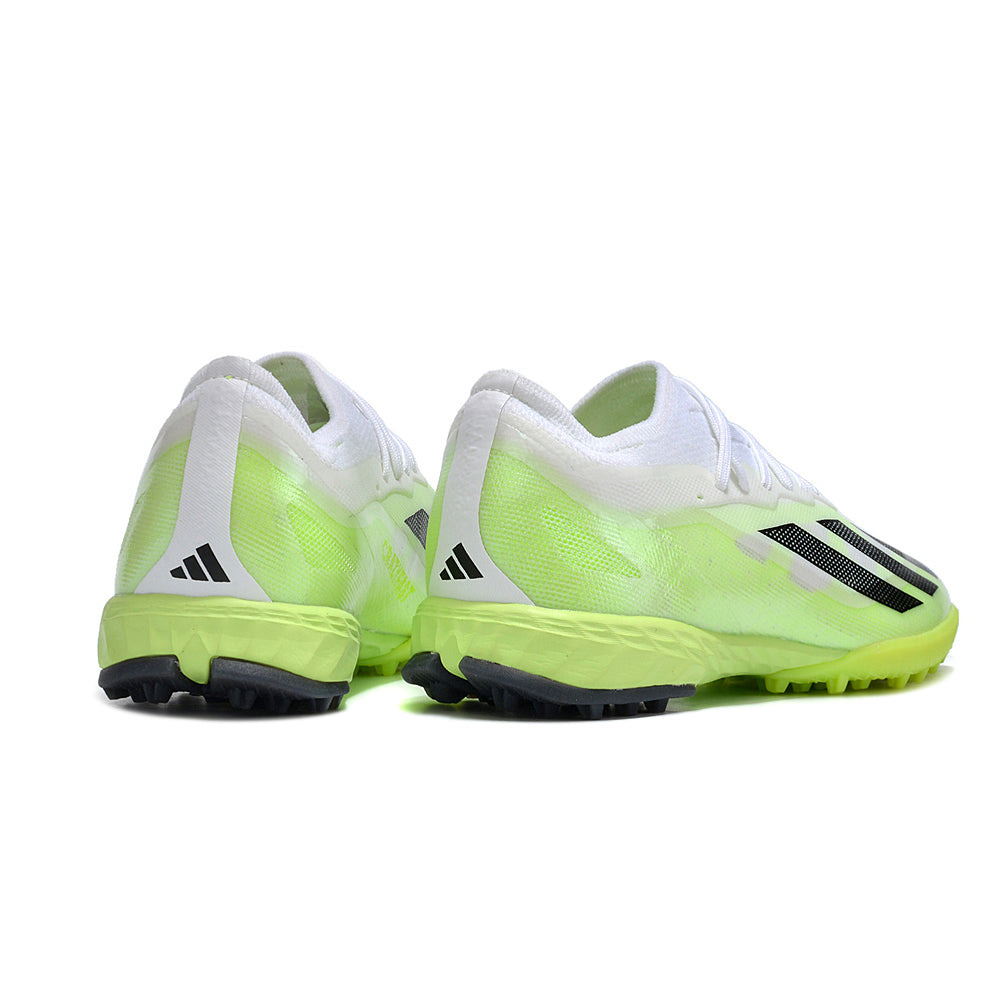 Chuteira Society Adidas X Crazyfast.1 TF Branca e Verde 