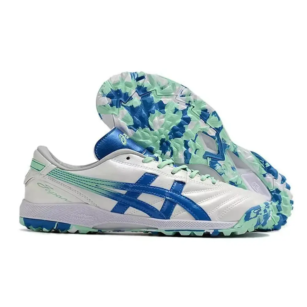 Chuteira Society Asics Japan TF Branca e Azul