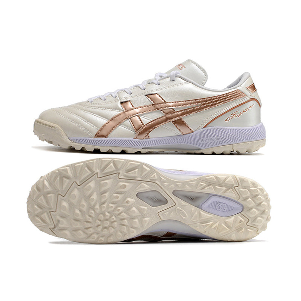 Chuteira Society Asics Japan TF Branca e Bege