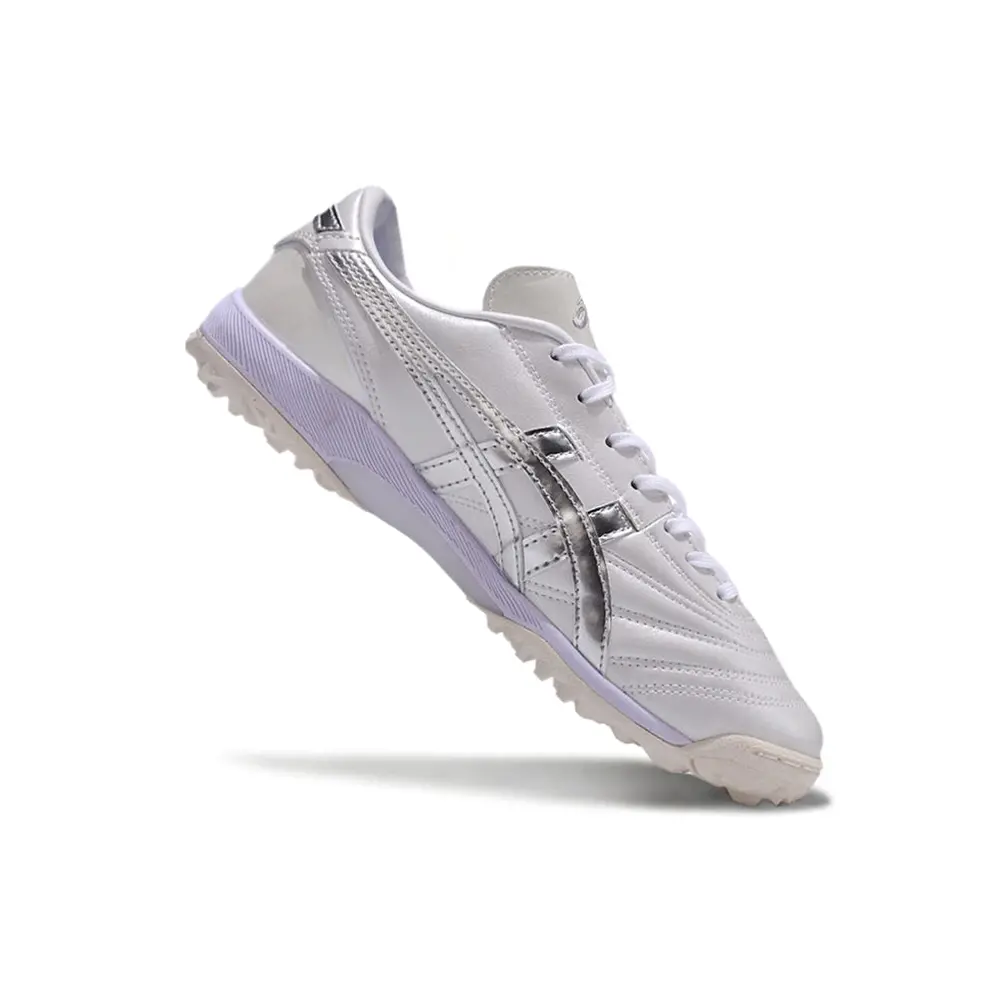 Chuteira Society Asics Japan TF Branca e Prata