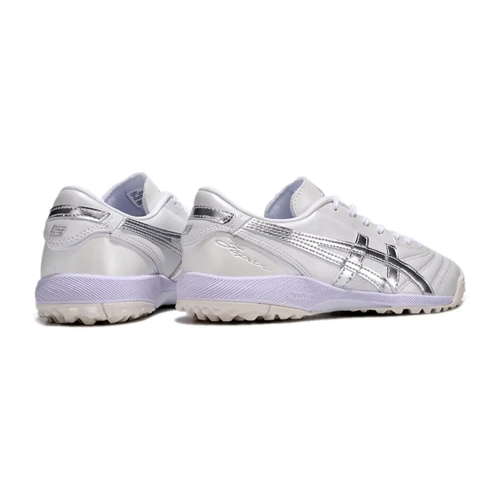 Chuteira Society Asics Japan TF Branca e Prata