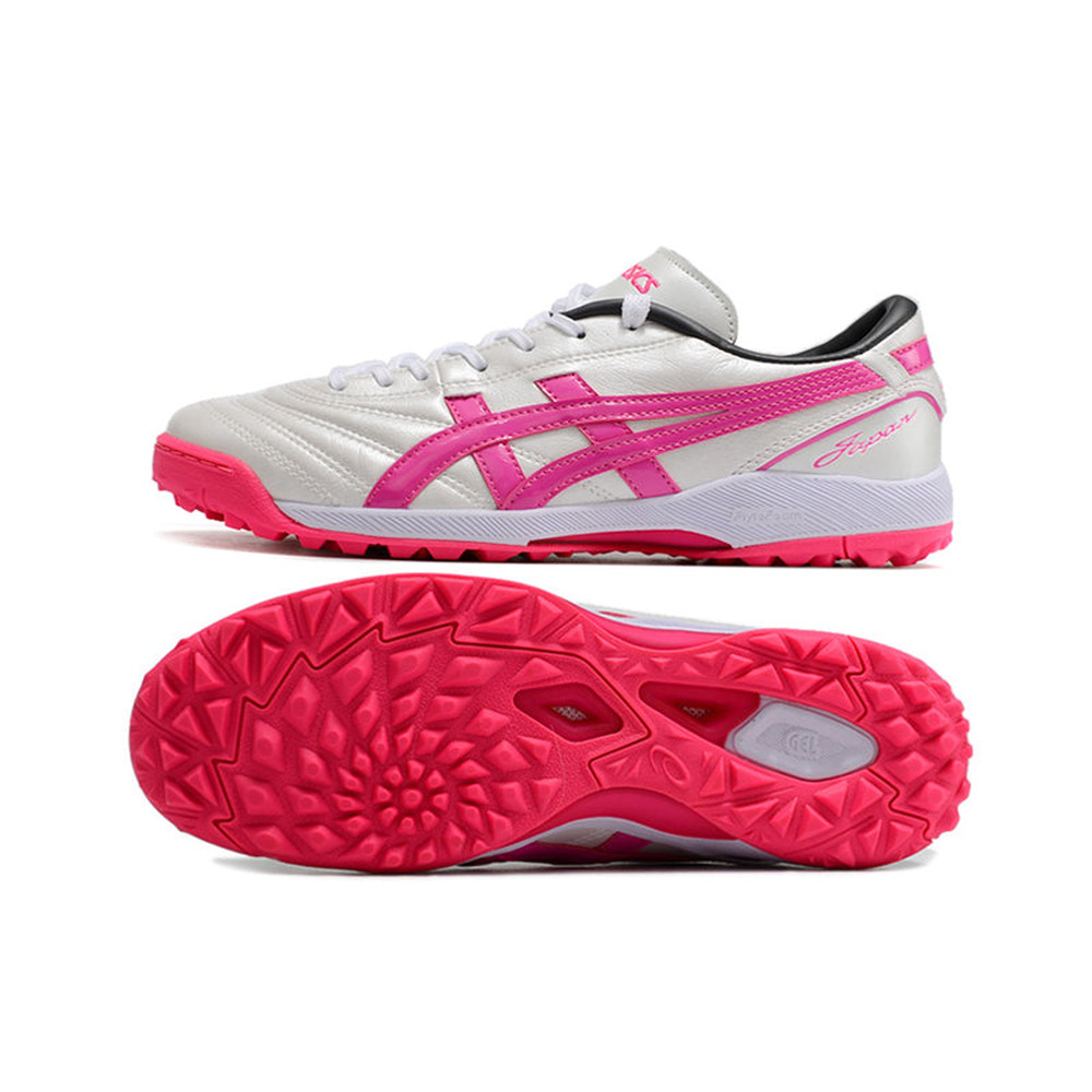 Chuteira Society Asics Japan TF Branca e Rosa